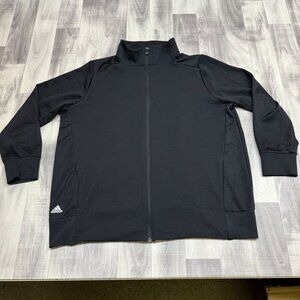 ✅Womens 3XL Adidas Full-Zip Track Jacket Black Lightweight Warm-Up Activewear
